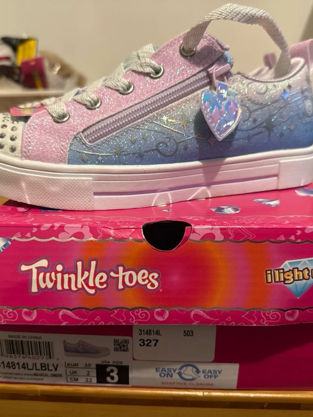Skechers Kids Glitter Lace-Up Sneakers - Pink & Light Blue